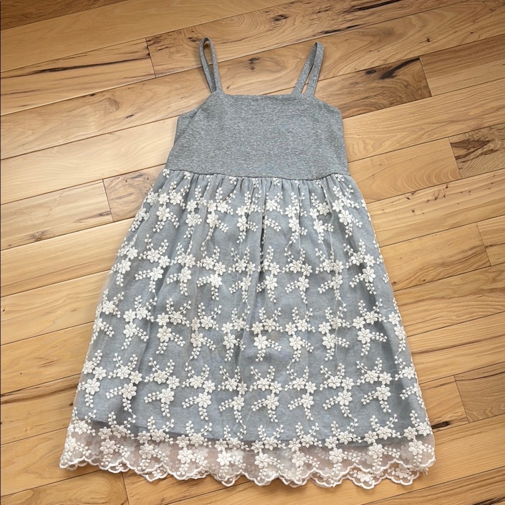 Blue and White Tiered Sundress with Square Neck
